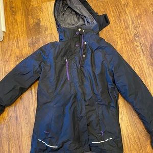Winter ski jacket waterproof with removable furry inside liner